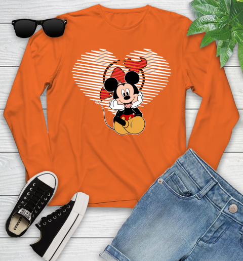 NHL New Jersey Devils The Heart Mickey Mouse Disney Hockey Youth Long Sleeve 3