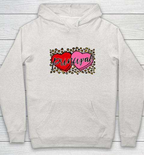 Leopard Candy Heart Principal Valentine Day Principal V Day Hoodie 16