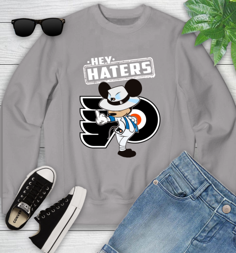 NHL Hey Haters Mickey Hockey Sports Philadelphia Flyers Youth Sweatshirt 3