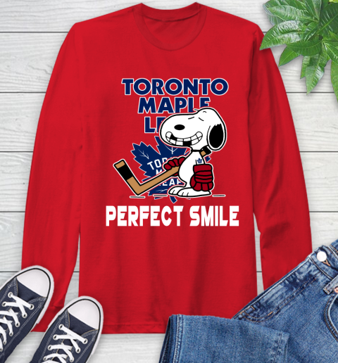 NHL Toronto Maple Leafs Snoopy Perfect Smile The Peanuts Movie Hockey T Shirt Long Sleeve T-Shirt 11