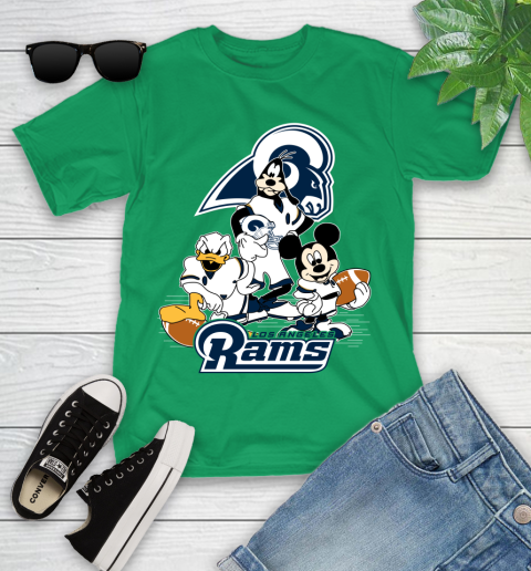 NFL Los Angeles Rams Mickey Mouse Donald Duck Goofy Football Shirt Youth T-Shirt 8