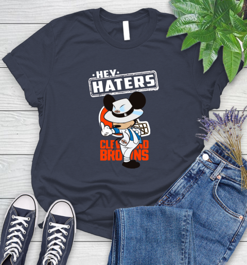 NFL Hey Haters Mickey Football Sports Cleveland Browns Women's T-Shirt 14