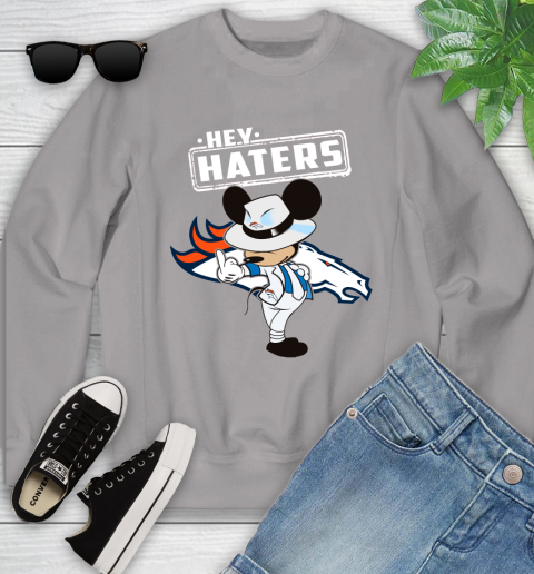 NFL Hey Haters Mickey Football Sports Denver Broncos Youth Sweatshirt 3