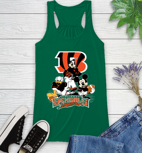 NFL Cincinnati Bengals Mickey Mouse Donald Duck Goofy Football Shirt Racerback Tank 6