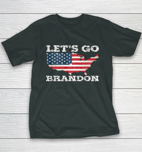 Let's Go Brandon Joe Biden Chant Impeach Biden USA Flag FJB Youth T-Shirt 4