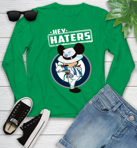 NHL Hey Haters Mickey Hockey Sports Winnipeg Jets Youth Long Sleeve 7