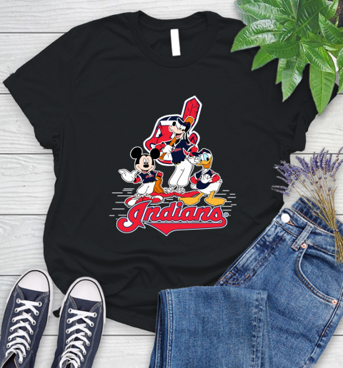 MLB Cleveland Indians Mickey Mouse Donald Duck Goofy Baseball T Shirt Women's T-Shirt