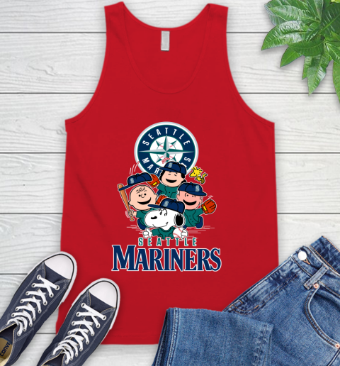 MLB Seattle Mariners Snoopy Charlie Brown Woodstock The Peanuts Movie Baseball T Shirt_000 Tank Top 5