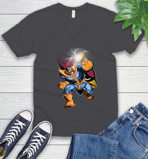 Arizona Cardinals NFL Football Thanos Avengers Infinity War Marvel V-Neck T-Shirt 4