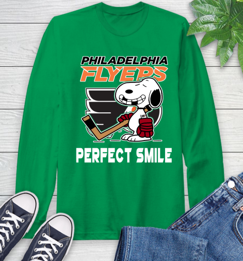 NHL Philadelphia Flyers Snoopy Perfect Smile The Peanuts Movie Hockey T Shirt Long Sleeve T-Shirt 8