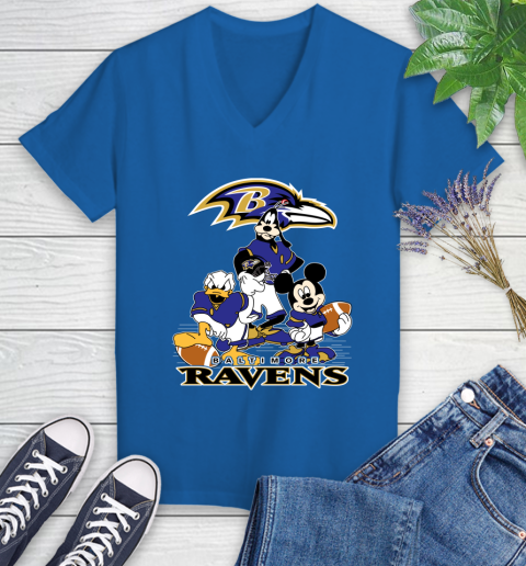 NFL Baltimore Ravens Mickey Mouse Donald Duck Goofy Football Shirt Women's V-Neck T-Shirt 11 NFL Baltimore Ravens Mickey Mouse Donald Duck Goofy Football Shirt Women's V-Neck T-Shirt - Image 11