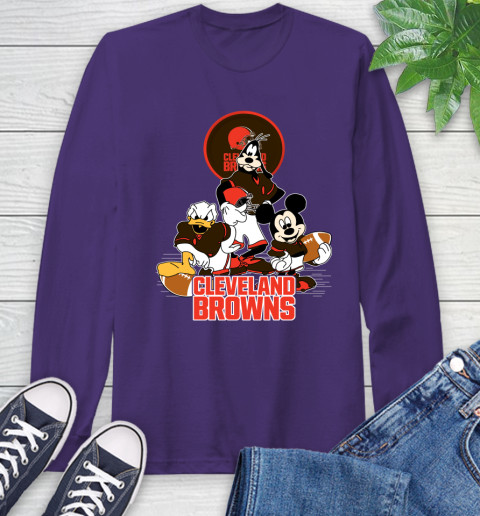 NFL Cleveland Browns Mickey Mouse Donald Duck Goofy Football Shirt Long Sleeve T-Shirt 5
