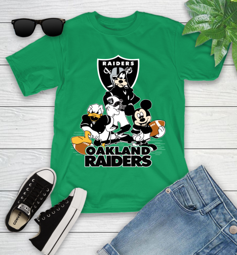 NFL Oakland Raiders Mickey Mouse Donald Duck Goofy Football Shirt Youth T-Shirt 8
