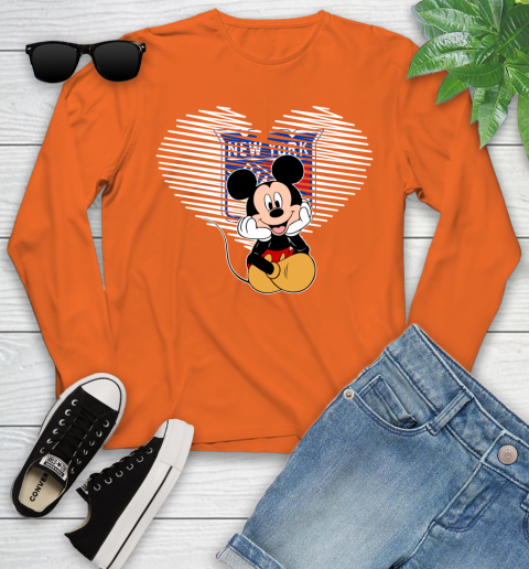NHL New York Rangers The Heart Mickey Mouse Disney Hockey Youth Long Sleeve 3