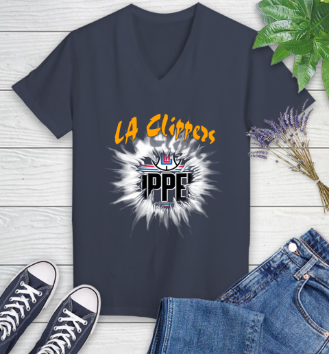 LA Clippers NBA Basketball Rip Sports Women's V-Neck T-Shirt 12