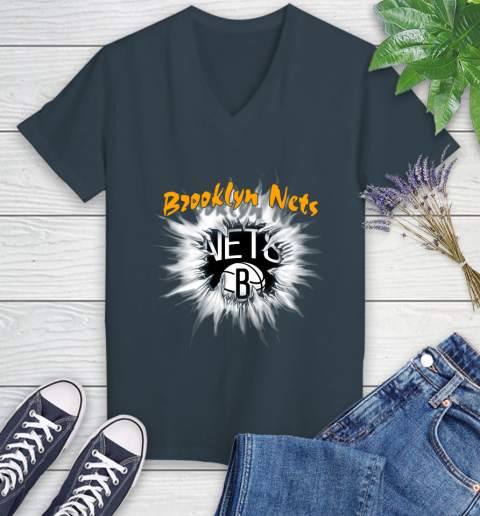 Brooklyn Nets NBA Basketball Rip Sports Women's V-Neck T-Shirt 8