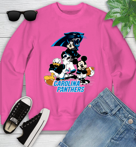 NFL Carolina Panthers Mickey Mouse Donald Duck Goofy Football Shirt Youth Sweatshirt 6