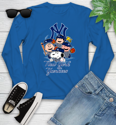 MLB New York Yankees Snoopy Charlie Brown Woodstock The Peanuts Movie Baseball T Shirt_000 Youth Long Sleeve 10