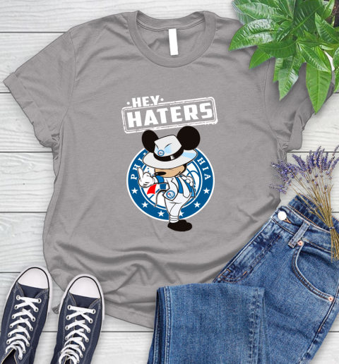 NBA Hey Haters Mickey Basketball Sports Philadelphia 76ers Women's T-Shirt 5
