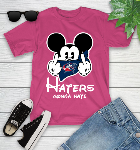 NHL Columbus Blue Jackets Haters Gonna Hate Mickey Mouse Disney Hockey T Shirt Youth T-Shirt 11