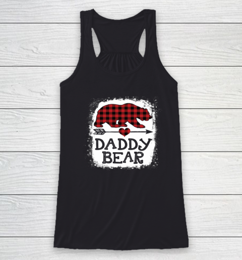 Daddy Bear Christmas Pajama Red Plaid Buffalo Family Racerback Tank