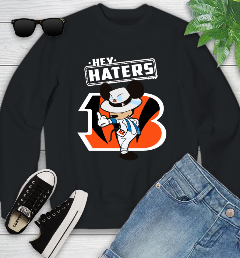 NFL Hey Haters Mickey Football Sports Cincinnati Bengals Youth Sweatshirt