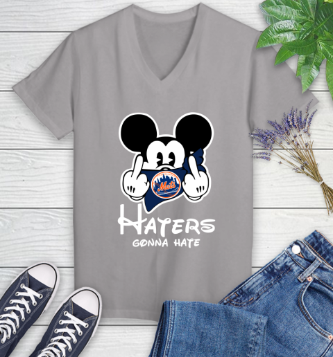 MLB New York Mets Haters Gonna Hate Mickey Mouse Disney Baseball T Shirt_000 Women's V-Neck T-Shirt 4