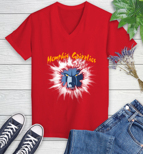 Memphis Grizzlies NBA Basketball Rip Sports Women's V-Neck T-Shirt 11