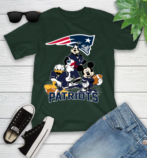 NFL New England Patriots Mickey Mouse Donald Duck Goofy Football Shirt Youth T-Shirt 5