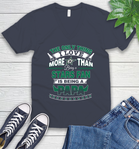 NHL The Only Thing I Love More Than Being A Dallas Stars Fan Is Being A Papa Hockey V-Neck T-Shirt 8