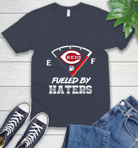 Cincinnati Reds MLB Baseball Fueled By Haters Sports V-Neck T-Shirt 8