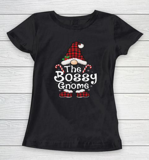 Bossy Gnome Buffalo Plaid Matching Family Christmas Women's T-Shirt