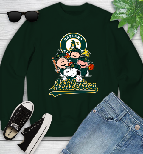 MLB Oakland Athletics Snoopy Charlie Brown Woodstock The Peanuts Movie Baseball T Shirt_000 Youth Sweatshirt 9