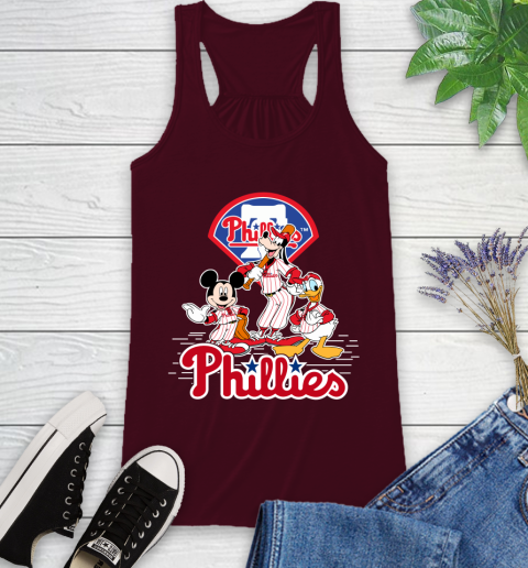 MLB Philadelphia Phillies Mickey Mouse Donald Duck Goofy Baseball T Shirt Racerback Tank 2
