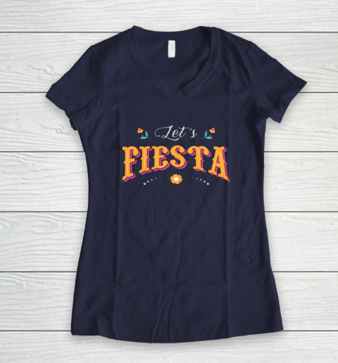 Cinco De Mayo Party Lets Fiesta Mexican Typography Women's V-Neck T-Shirt 7