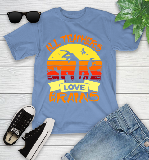 Halloween All Teachers Love Brains Sunset Youth T-Shirt 15