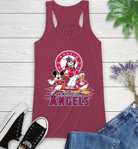 MLB Los Angeles Angels Mickey Mouse Donald Duck Goofy Baseball T Shirt Racerback Tank 7