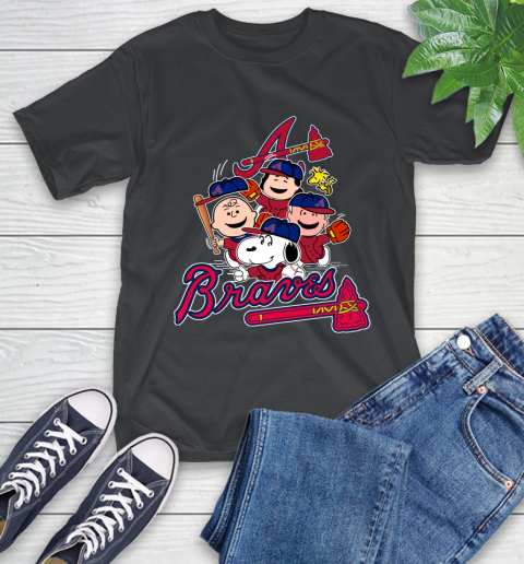 MLB Atlanta Braves Snoopy Charlie Brown Woodstock The Peanuts Movie Baseball T Shirt T-Shirt