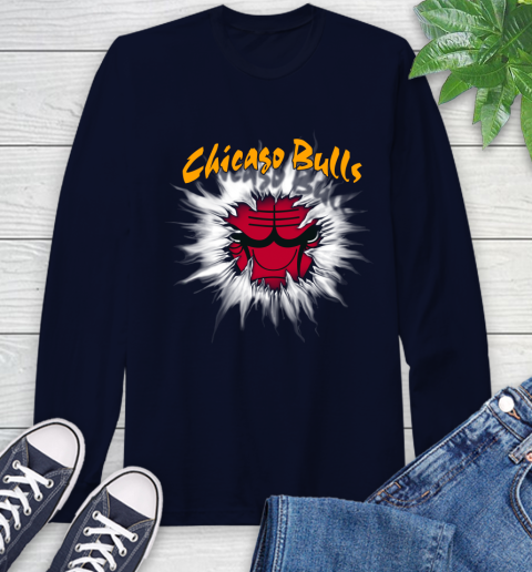 Chicago Bulls NBA Basketball Rip Sports Long Sleeve T-Shirt 4 Chicago Bulls NBA Basketball Rip Sports Long Sleeve T-Shirt - Image 4