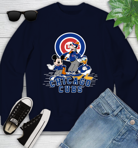 MLB Chicago Cubs Mickey Mouse Donald Duck Goofy Baseball T Shirt Youth Sweatshirt 2