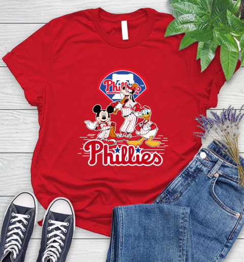 MLB Philadelphia Phillies Mickey Mouse Donald Duck Goofy Baseball T Shirt Women's T-Shirt 13