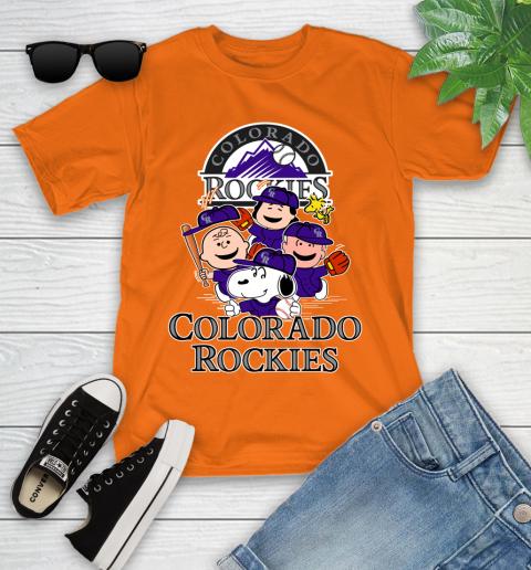 MLB Colorado Rockies Snoopy Charlie Brown Woodstock The Peanuts Movie Baseball T Shirt_000 Youth T-Shirt 9