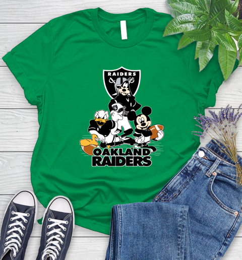 NFL Oakland Raiders Mickey Mouse Donald Duck Goofy Football Shirt Women's T-Shirt 9