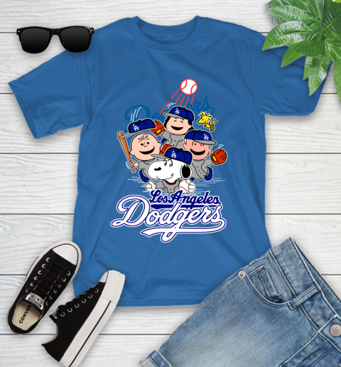 MLB Los Angeles Dodgers Snoopy Charlie Brown Woodstock The Peanuts Movie Baseball T Shirt_000 Youth T-Shirt 12