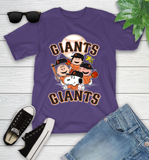 MLB San Francisco Giants Snoopy Charlie Brown Woodstock The Peanuts Movie Baseball T Shirt_000 Youth T-Shirt 3