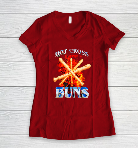 Hot Cross Buns Funny Women's V-Neck T-Shirt 6