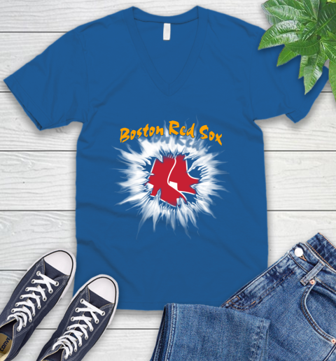 Boston Red Sox MLB Baseball Adoring Fan Rip Sports V-Neck T-Shirt 5