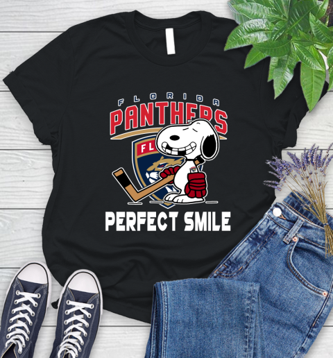 NHL Florida Panthers Snoopy Perfect Smile The Peanuts Movie Hockey T Shirt Women's T-Shirt