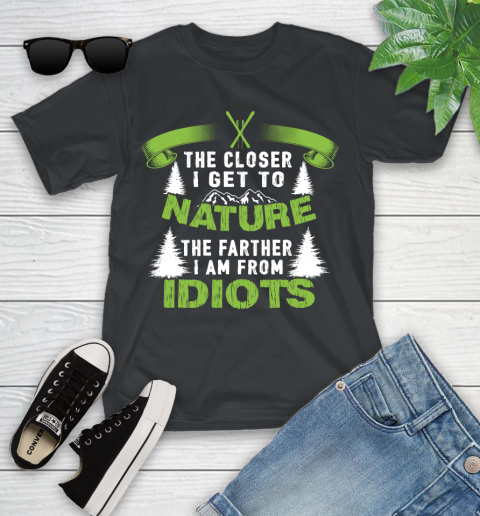 The Closer I Get To Nature The Farther I Am From Idiots Skiing Youth T-Shirt