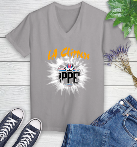 LA Clippers NBA Basketball Rip Sports Women's V-Neck T-Shirt 4
